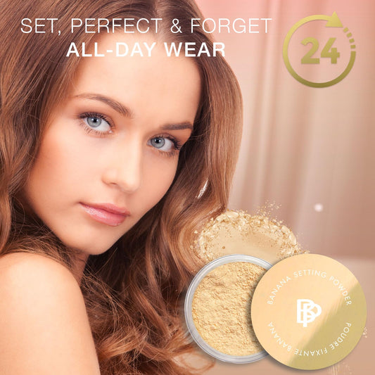 Bellapierre XL Banana Setting Powder – Color-Correcting Brightening Powder, Matte Finishing Tint, Translucent Under-Eye Baking Makeup, Lightweight Talc-Free Formula - Tan – 1 oz