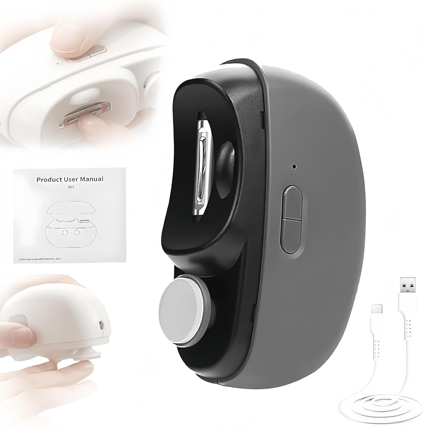 Electric Nail Trimmer Clippers, 3 in1 Automatic Electric Nail Clipper with Polishing for Fingers and Toes with 2 Adjustable Speeds, Electric Toe Nail Cutter for Adults Students Seniors (Black)