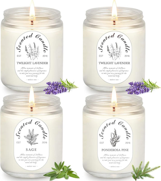 4 Pack Candles for Home Scented, Lavender Candles, 28 oz 200 Hour Long Lasting Aromatherapy Candle Set, Candle Gift Set for Women, Perfect for Birthday Gifts