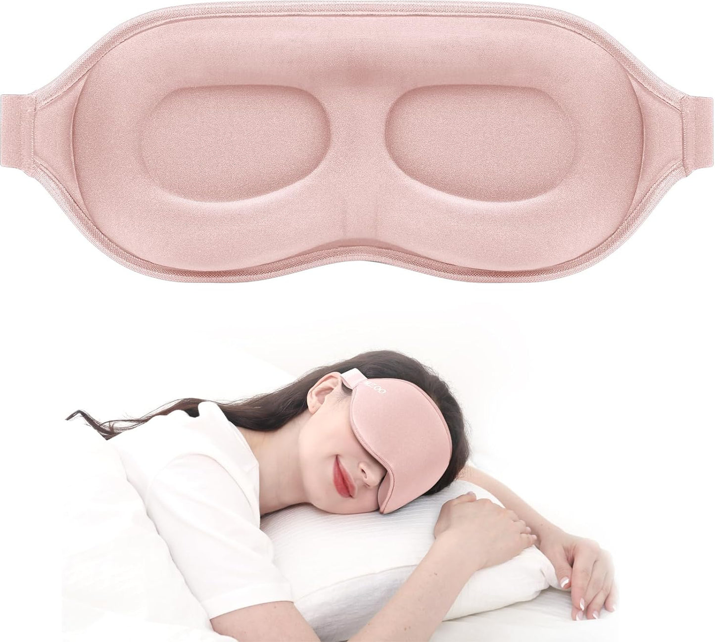 MZOO Luxury Sleep Mask for Back, Side Sleeper, Complete Light Blocking Sleeping Eye Mask Night Blindfold, 3D Zero Pressure & Spacious for Lash Extensions, Breathable Soft Eye Cover Flight Nap Travel