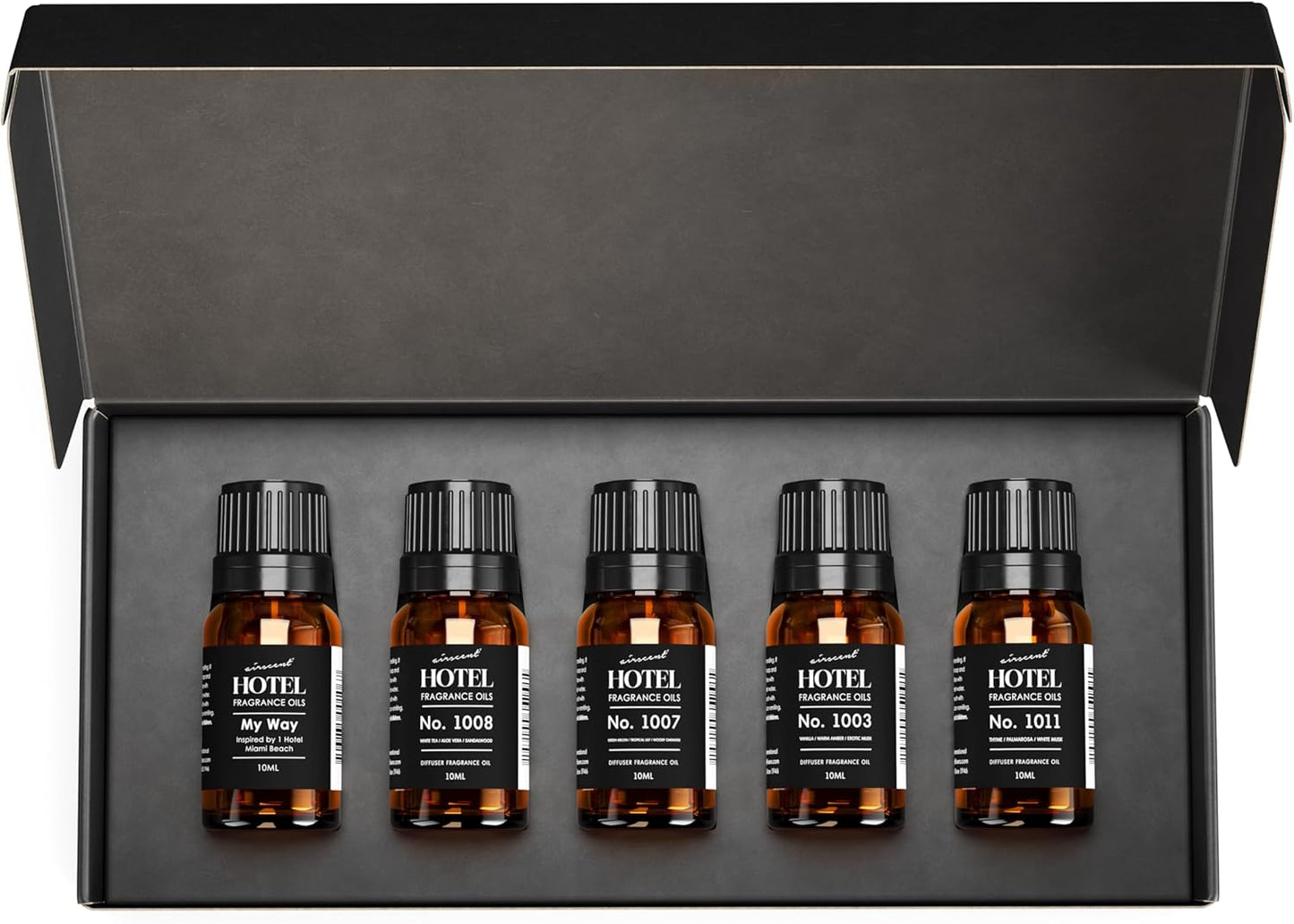 AirScent Hotel Diffuser Oil Gift Set - Inspired by The Most Popular 5-Star Hotel Scents - 10 mL, 0.34 fl oz Fragrance Oil Set - My Way, The Beach Villas and Other Luxury Hotel Scents