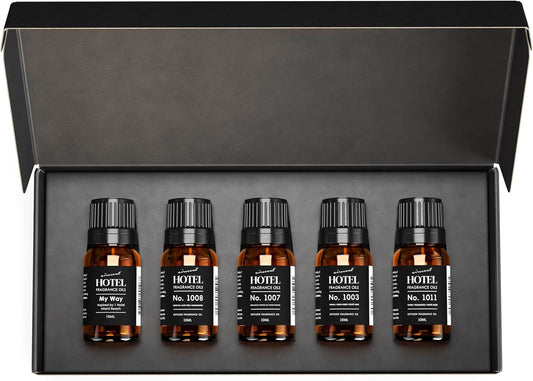 AirScent Hotel Diffuser Oil Gift Set - Inspired by The Most Popular 5-Star Hotel Scents - 10 mL, 0.34 fl oz Fragrance Oil Set - My Way, The Beach Villas and Other Luxury Hotel Scents