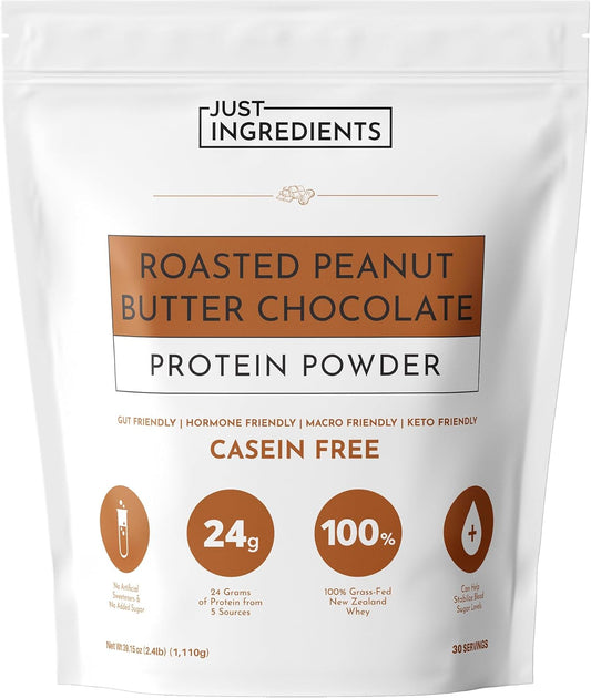 Roasted Peanut Butter Chocolate Protein Powder – 30-Serving Blend with 100% Grass-Fed Whey & Organic Plant Proteins – Rich Cocoa & Roasted Peanut Flavor – Supports Muscle Recovery & Energy*