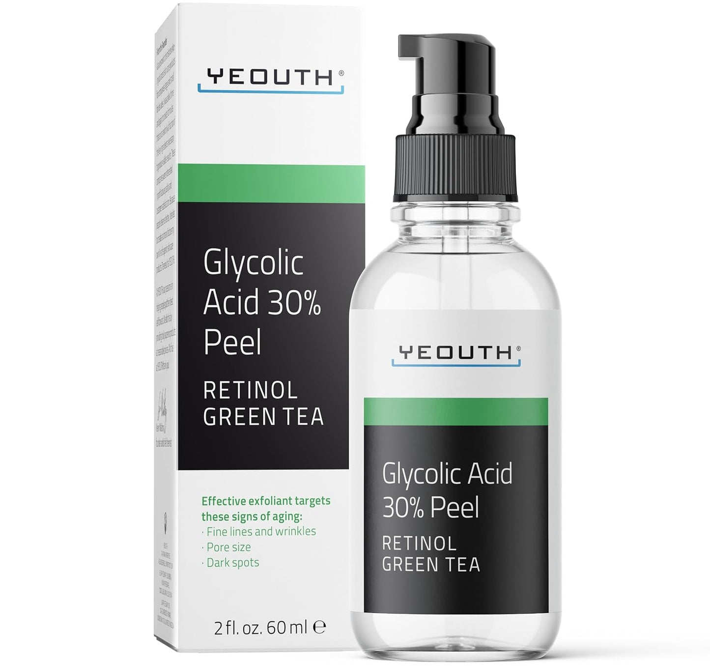 YEOUTH Glycolic Acid Peel for Face, At Home Chemical Exfoliator AHA 30% Glycolic Acid Face Peel with Retinol, Designed to Refresh and Smooth the Appearance of Skin 2oz