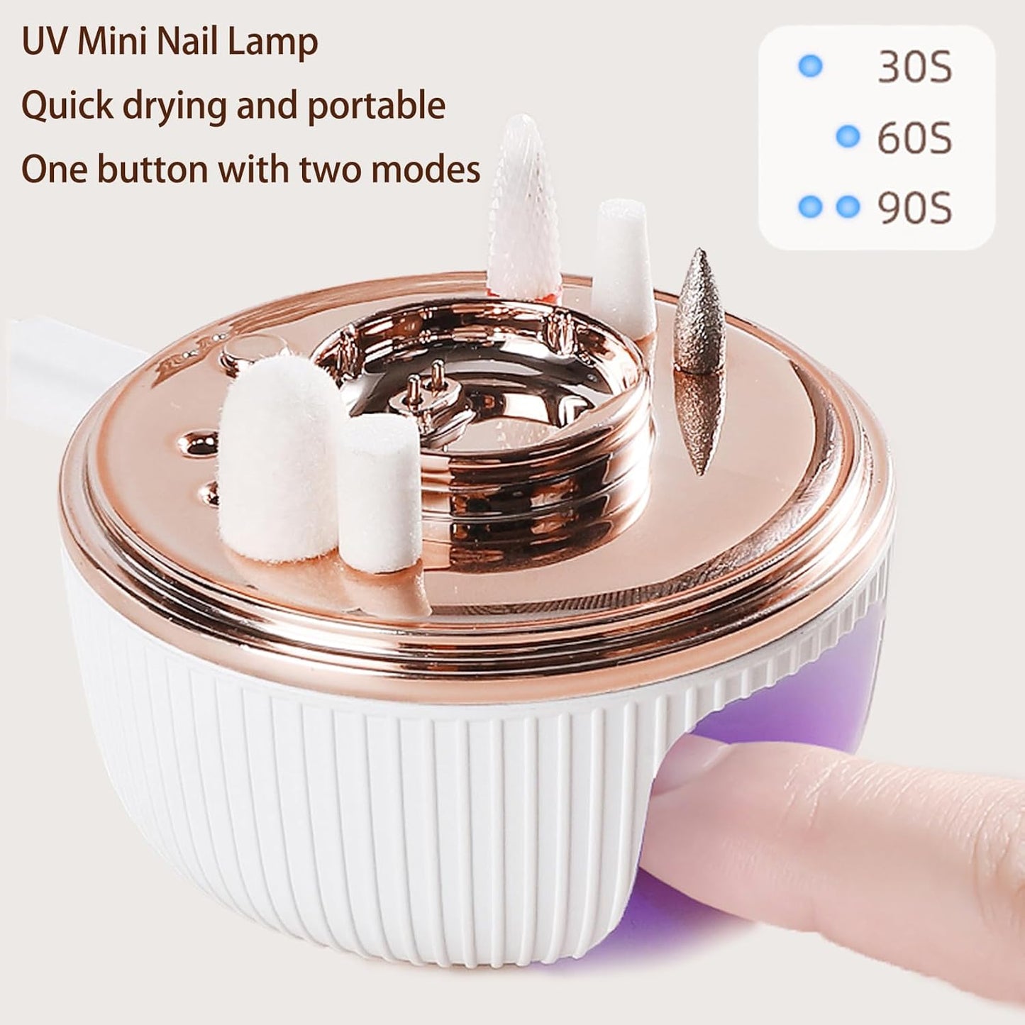 Portable Nail Drill Electric Nail File with UV LED Nail Lamp, 12 Drills and Rechargeable Base, 5 Speeds Hand Foot Care Tool for Grind Trim Polish