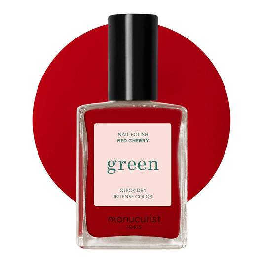 Manucurist - Green Red Cherry Nail Polish - Cherry Red Nail Polish - 9-Free, Vegan and Plant-Based - Manicure - Made in France - 0.5 fl oz