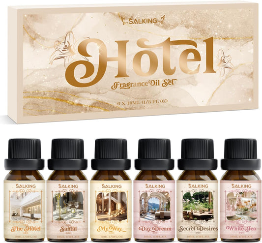 SALKING Hotel Diffuser Oils Gift Set, Hotel Scent Essential Oils for Diffuser, Luxury Fragrance Oil Set, Candle, Soap Making Scents, Santal, My Way, Day Dream, Secret Desires, White Tea