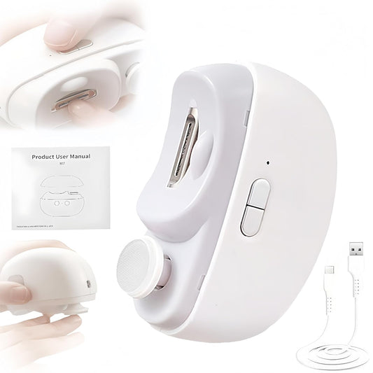 Electric Nail Trimmer Clippers, 3 in1 Automatic Electric Nail Clipper with Polishing for Fingers and Toes with 2 Adjustable Speeds, Electric Toe Nail Cutter for Adults Students Seniors (White)