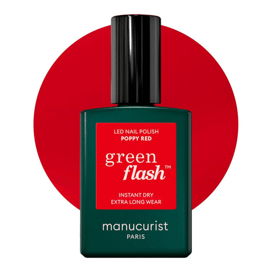 Manucurist • Green Flash LED Gel Nail Polish • Vegan • 12-Free, Plant-Based (57%) Gel Polish • Made in France • 0.5 fl oz (POPPY RED)