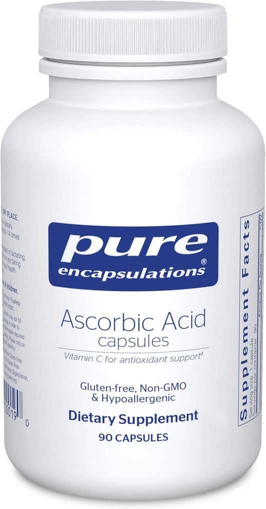 Pure Encapsulations Ascorbic Acid Capsules - 1,000 mg Vitamin C - Antioxidant & Immune Support* - High-Potency Vitamin C - Vegan & Non-GMO - 90 Capsules