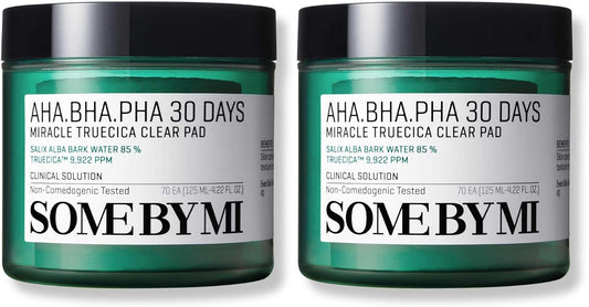 SOME BY MI AHA BHA PHA 30 Days Miracle Truecica Clear Pad – Pack of 2 – Korean Exfoliating Centella Face Toner Pads – Gently Clears Impurities, Refines Pores & Smooths Skin Texture – Korean Skin Care