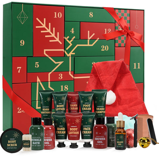 Body & Earth Mens Christmas Gift 2025 Advent Calendar Beard Care Grooming For Men Bath and Body Gift Set for men 24pcs Gift Set Selfcare & Bath Home Spa Gift Set for Men