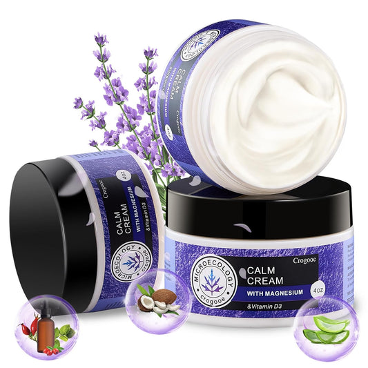 2025 Updated Magnesium Cream for Sleep: Nighttime Magnesium Lotion for Pain & Leg Cramps, Muscle Relaxation, Calm, Deep Hydration, Skin Care for Kid, Men, Women (Lavender), 3PC