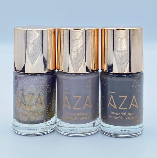 AZA Nail Polish - Vegan, 10-Free, Cruelty-Free, Non-Toxic, Chip Resistant, Gorgeous Shades (Bright Collection of Own It, Don't Take it Personal and Moody)