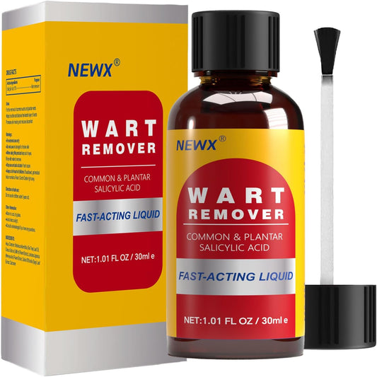 NewX Fast Action Liquid Wart Gel Maximum Strength - Wart Remover for Plantar, Common, Flat Warts and Corns on Feet, Toes, Fingers, and Hands - Salicylic Acid
