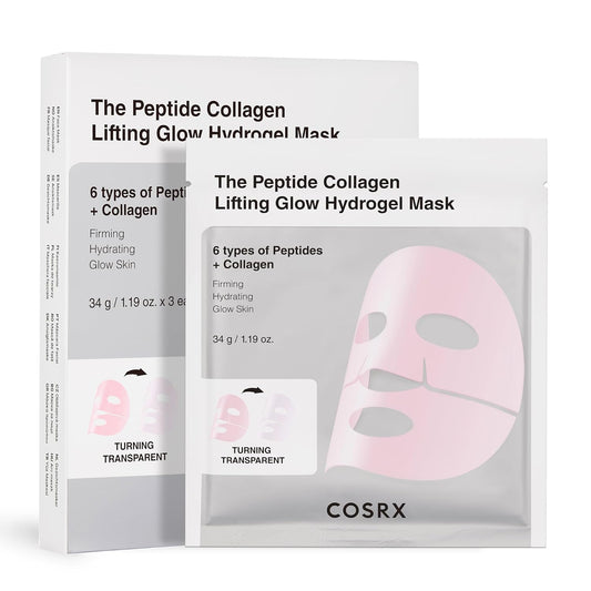 COSRX Pink Peptides Collagen Lifting Glow Hydrogel Face Masks Skincare 3 EA, Collagen Face Mask, Travel Essentials, Overnight Face Mask, Korean SkinCare