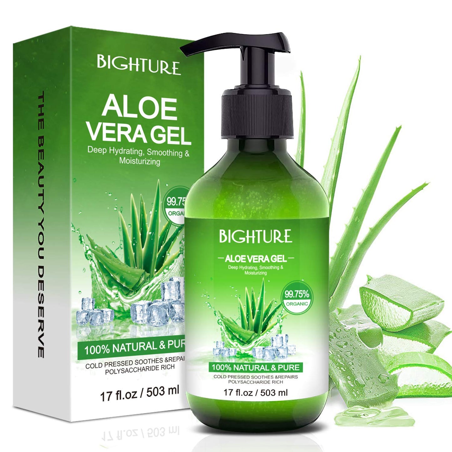 Aloe Vera Gel for Face - Organic Aloe Vera Gel from 100 Percent Pure Aloe Vera Use to Skin Sunburn Relieve, Soothing and Firming