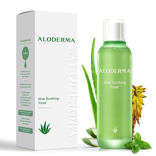 Aloderma Soothing Facial Toner Made with 91% Organic Aloe Vera, Alcohol Free Toner for Face for Sensitive Skin with Allantoin and Hyaluronic Acid - Natural Aloe Face Toner for Dry, Red Skin - 4.2oz