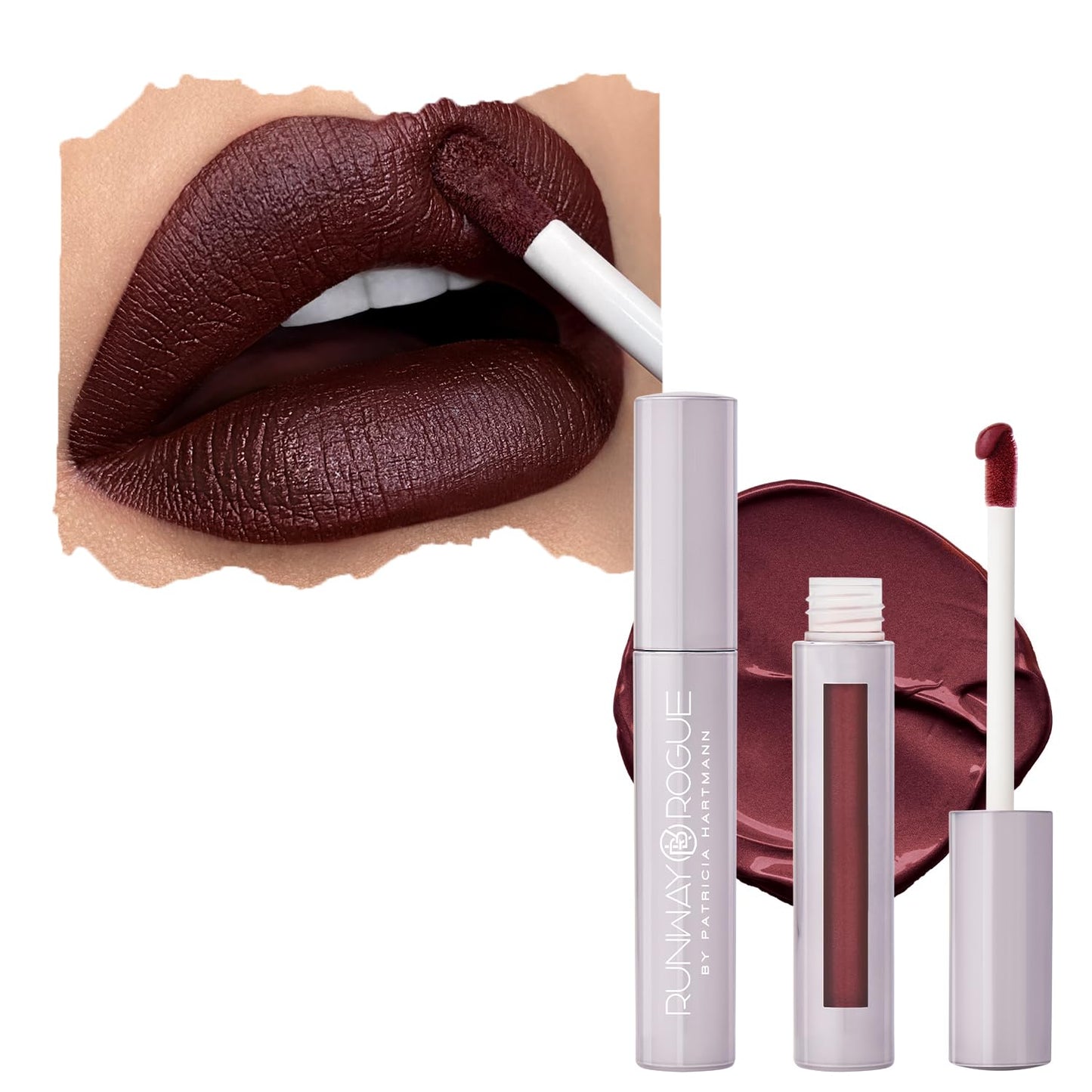 Runway Rogue Velvet Glam Liquid Lipstick, Almost-Matte Burgundy Blackberry Lipstick, ‘Call My Agent’