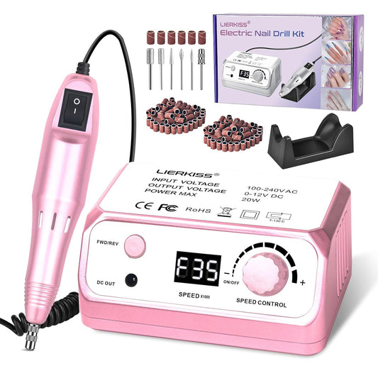 Nail Drill Professional 35000RPM Drils Nail Electric Nail File Nails Drill with 100pcs Sanding Bands and Nail Drill Bits for Acrylic, Gel Nail Manicure & Pedicure