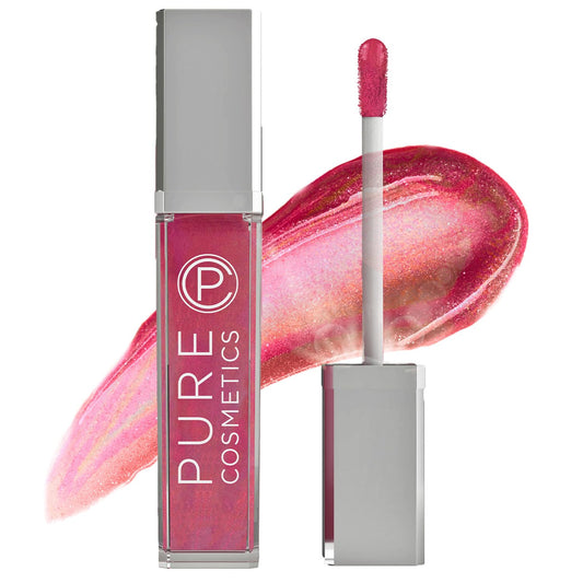 Pure Illumination Light-Up Lip Gloss with LED-Lit Applicator Brush + Side Mirror, Non-Sticky, Moisturizing Hydrating Lip Glosses with Lanolin, Jojoba Oil, & Vitamin E, Razzmatazz