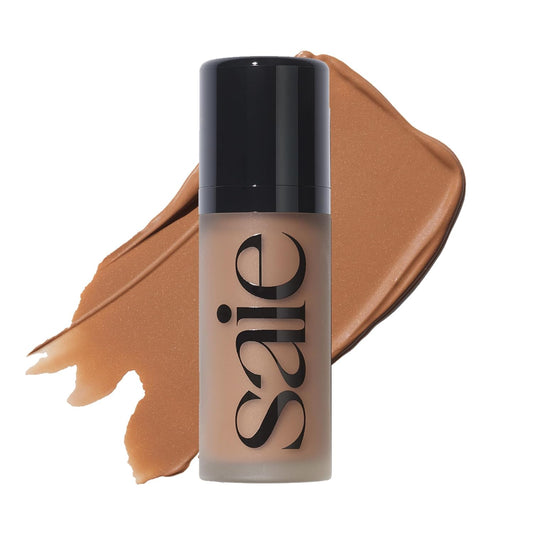 Saie Dew Bronze - Hydrating Liquid Bronzer Stick For a Sun Kissed Glow - Liquid Contour Stick Infused with Nourishing Skin Care Ingredients - Sculpted Face Makeup Essential - Sand (0.4 oz)
