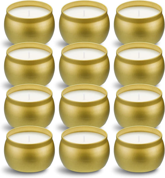 Scented Candles Gift Set, 12 Pack Natural Soy Wax Single tin 4 oz for Family Gatherings, Festive Candles