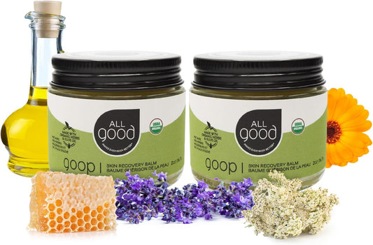 All Good Goop Organic Skin Care Recovery Balm - All Purpose Ointment w/Calendula, Lavender, Beeswax - Chafing Cream, Dry Skin Salve, Cracking Lip Moisturizer - Soothes, Hydrates & Calms - 2oz, 2-pack