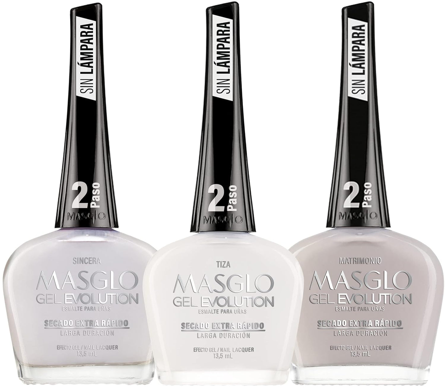 MASGLO Gel Evolution – Set of 3 Nail Polishes No UV/LED Lamp Needed, Fast-Drying, 12-Day Wear, 14-Free Formula, High-Gloss Finish, vegan (0.5 oz Each)