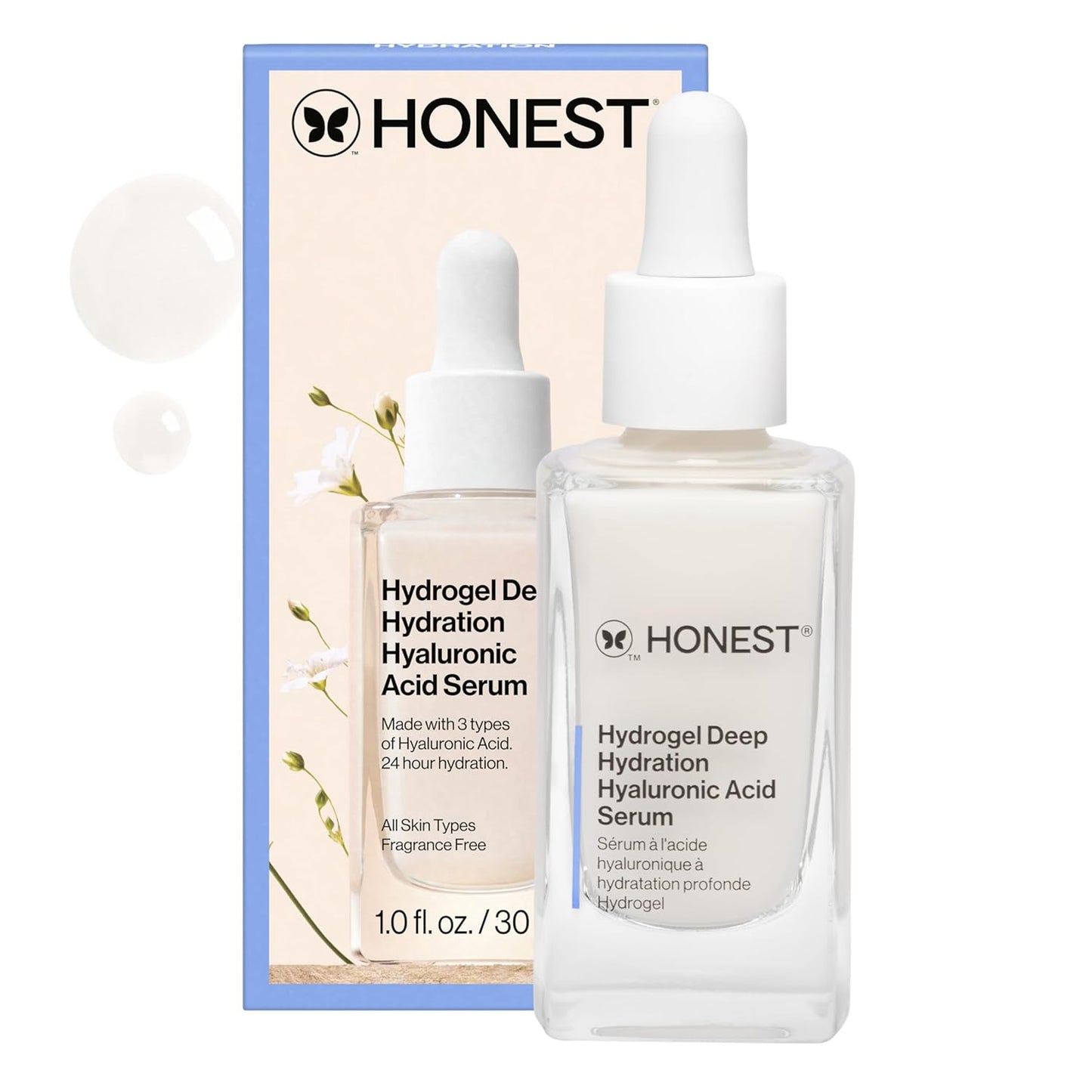 Honest Beauty Hydrogel Deep Hydration Hyaluronic Acid Serum | Moisturizes + Plumps | Hypoallergenic, Fragrance Free, Vegan, Gentle for Sensitive Skin | 1 fl oz