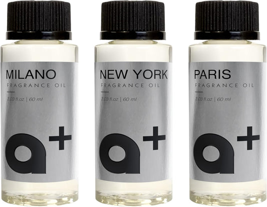 Aromar+ Fragrance Oil – Signature Set – Milano, New York & Paris – Inspired by Westin, 1 Hotel & Edison Hotel – for Waterless Diffusers – 60mL Bottles (Pack of 3)