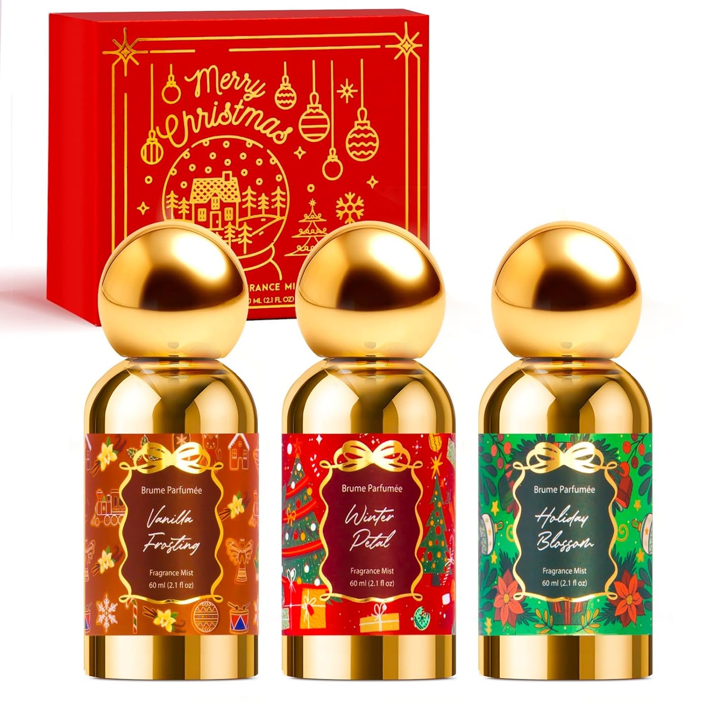 CLESH Body Spray for Women, Vanilla Frosting, Winter Petal, Holiday Blossom, 3 Pack Travel Size Set, 60ml/2.1 fl oz, Fragrance Mist