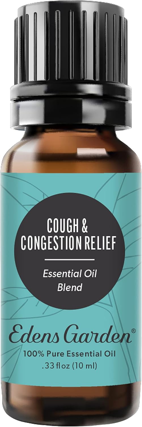 Edens Garden Cough & Congestion Relief Essential Oil Blend- 100% Pure Premium Grade, Undiluted, Natural, Therapeutic, Aromatherapy, The Best for Diffusing, Skin, Humidifiers, Candle 10 ml (.33 fl oz)