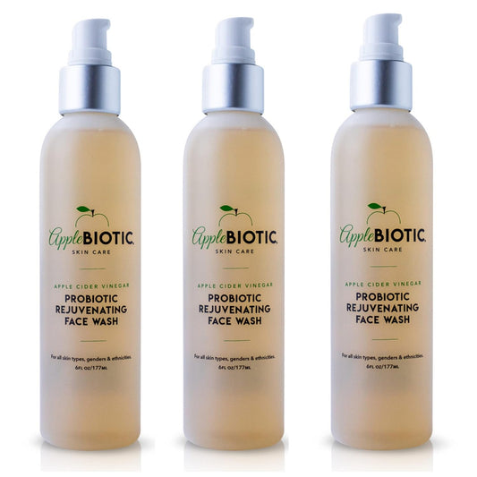 Apple Cider Vinegar Natural Face Wash 3 PK: Exfoliating Gel Foaming Facial Cleanser For Men, Women and All Skin Types. Cleanses Oily Skin, Calms Acne Breakouts and Removes Makeup