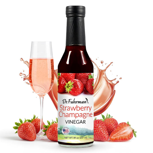 Dr. Fuhrman's Vinegar Dressing | All-Natural Dressing Made With Clean Ingredients | No Artificial Flavors or Added Sugar Healthy Low Calorie Vinegar | USA Made & Doctor Formulated | Strawberry