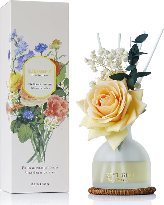 Reed Diffuser Set,4.06 oz Scented Diffuser with 6 Sticks,Home Fragrance,Reed Diffuser for Bathroom Shelf Decor (Gardenia White Tea)