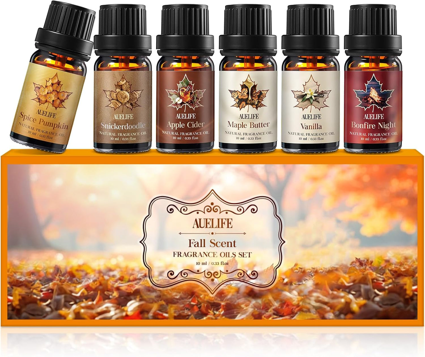 Fall Essential Oils Set, Top 6 Autumn Essential Oils for Diffusers for Home, Fragrance Oil for Candle, Aromatherapy Gift Set | Pumpkin, Apple Cider, Maple Butter, Snickerdoodle, Vanilla, Bonfire Night