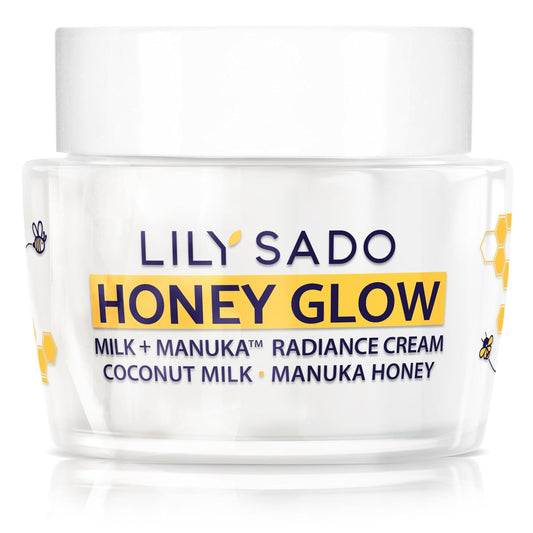 LILY SADO HONEY GLOW Radiance Cream Face Moisturizer - Natural Daily Facial Lotion w Manuka Honey, Coconut, Apricot, Gotu Kola, and VITS B5 & E - Amazing Anti Aging Formula. 2 oz