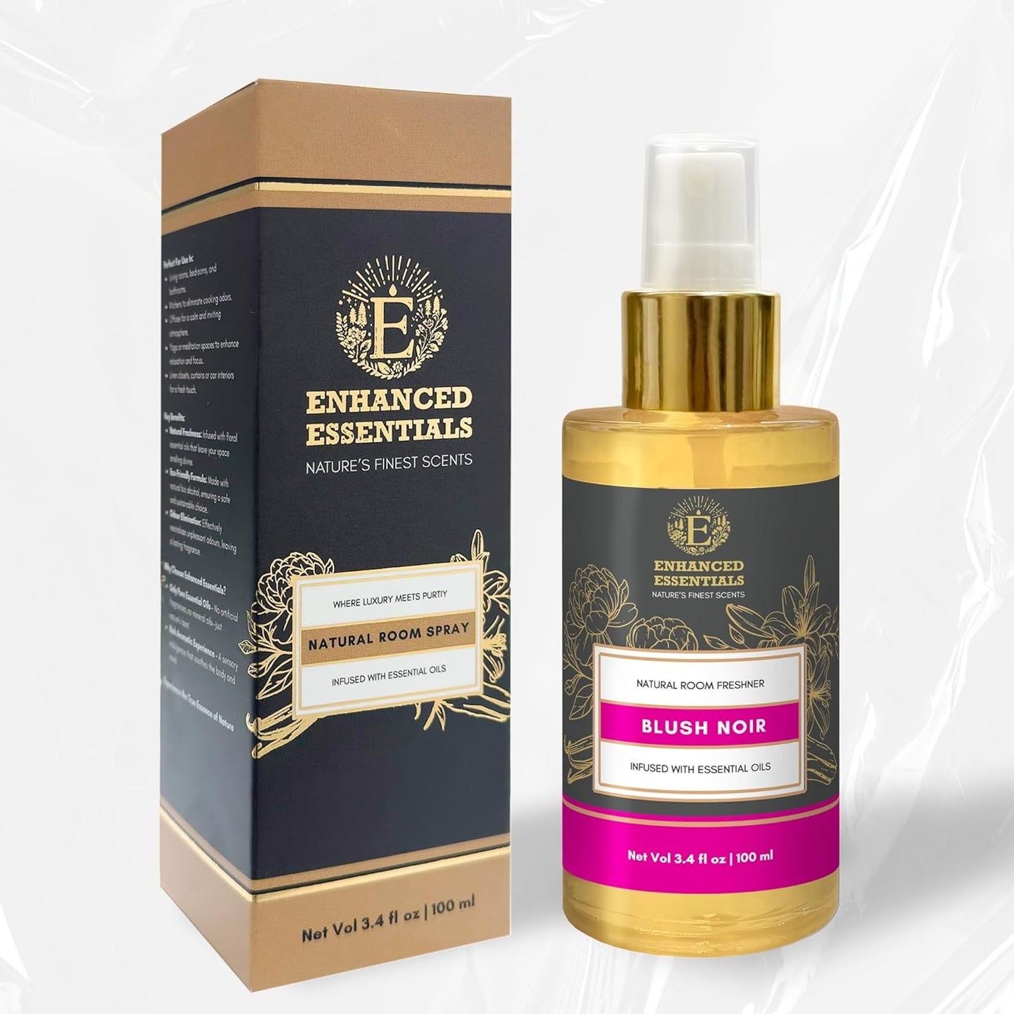 Blush Noir Room Spray – Exotic Floral Mist with Pure Essential Oils | Euphoric, Romantic, Mood-Elevating Fragrance for Linens & Spaces | No Synthetic Scents or Parabens| 100 ml