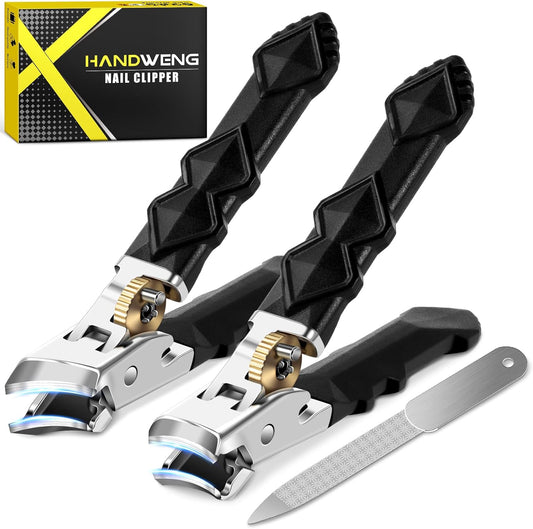 Toenail Clippers for Thick Toenails, Wide Jaw Opening Nail Clippers for Men, Heavy Duty Ingrown Toenail Clippers Nail Cutters, Ultra Sharp Slanted Nail Clippers with Long Handle