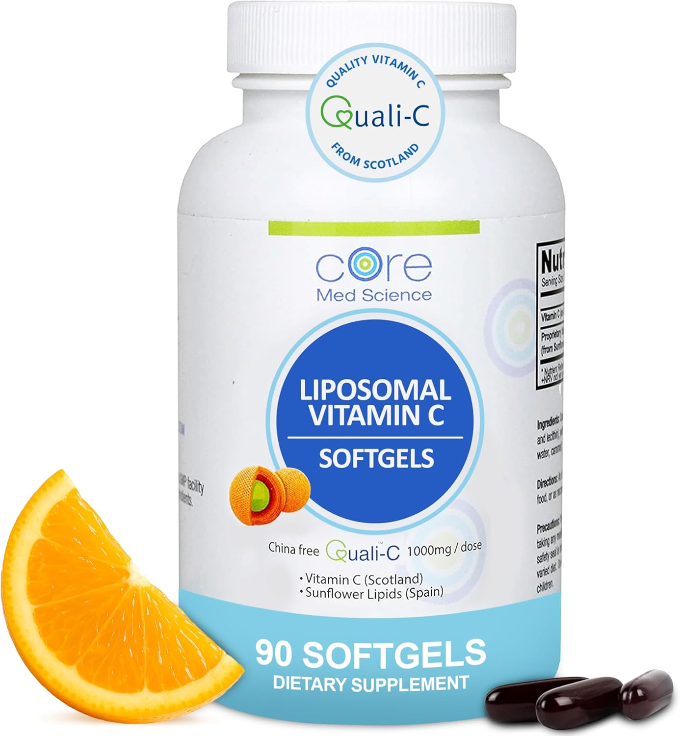 Liposomal Vitamin C 1000mg by Core Med Science, 90 Softgels - Non-GMO Natural Liposomal Vitamin C Supplement That Promotes Healthy Skin - Immune System Booster for Adults, Supports Collagen Formation