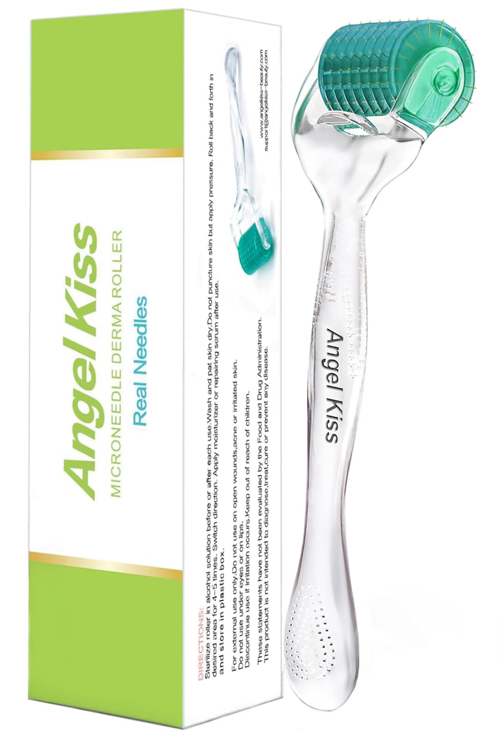 Derma Roller Titanium Real Needle 0.25mm - Angel Kiss 192 Individual Microneedling Roller with Case - Dermal Roller for Face - At Home Facial Skin Roller for Women Men