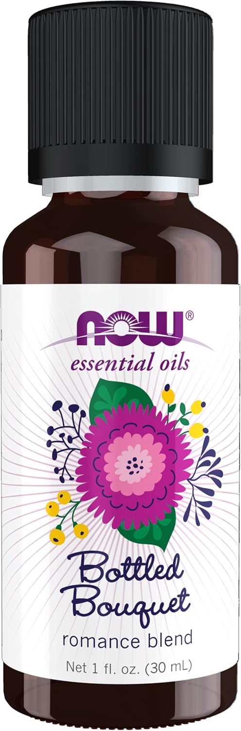 NOW Essential Oils, Bottled Bouquet Oil Blend, Floral Aromatherapy Scent, Blend of Pure Essential Oils, Vegan, Child Resistant Cap, 1-Ounce