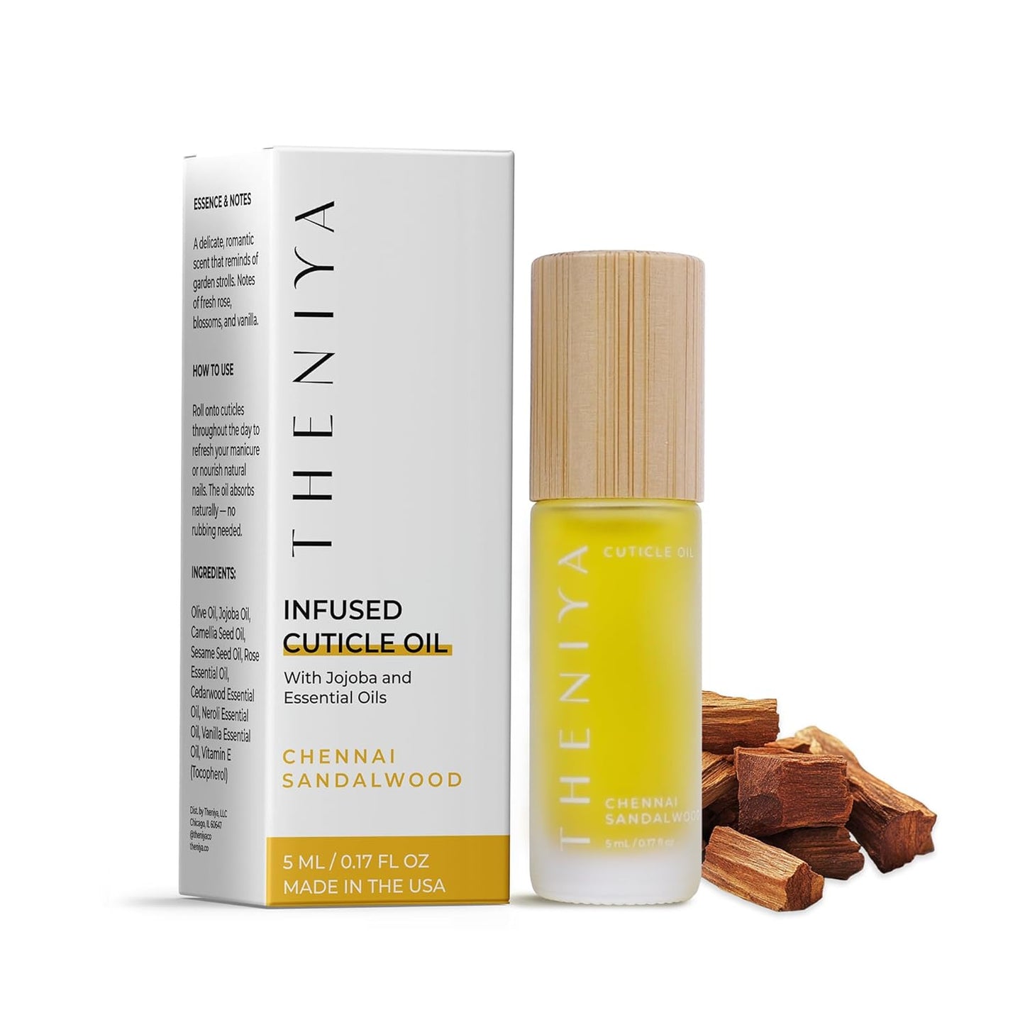 Cuticle Oil for Nail Strengthening and Growth – Hydrating, Vegan, Organic Formula with Jojoba & Vitamin E | 3 Signature Fragrances | 5mL Roll-On (0.17 Fl Oz, Sandalwood Fragrance)