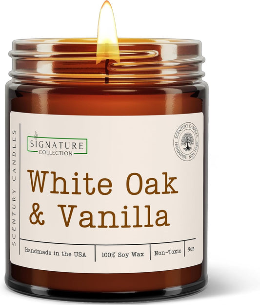 White Oak Vanilla Scented Candle, Many Scents to Choose from, All Natural Non-Toxic Soy Wax, Handmade in The USA (White Oak & Vanilla)