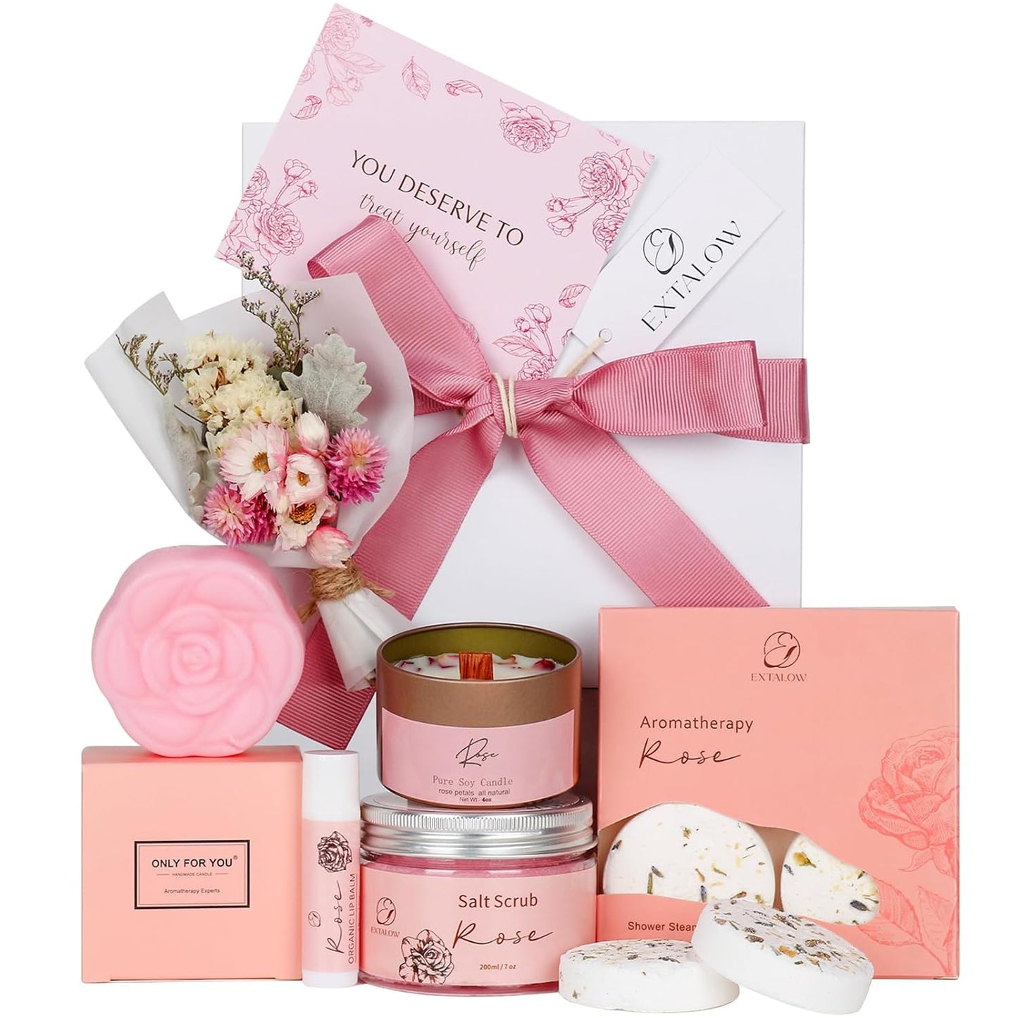 Spa Gifts for Women Bath and Body Gift Basket Mothers Day Gifts Rose Home Spa Set Self Care Gifts for Mom Sister Her Wife Birthday Gifts for Women Spa Kit Care Package Thank You Gifts