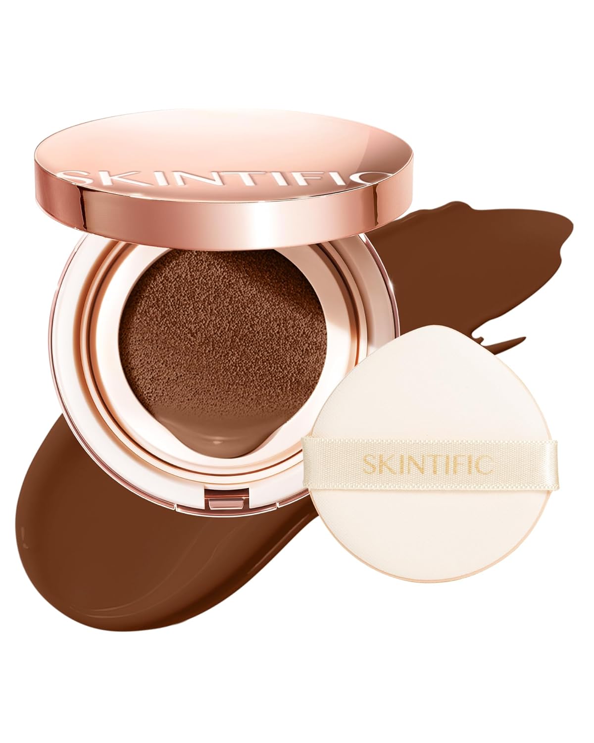 Full Coverage Cushion Foundation, Weightless, Skin Fit, Satin Glow Finish, Oil-Control Waterproof Foundation, Sweatproof Flawless BB Cream CC Korean Makeup Buildable