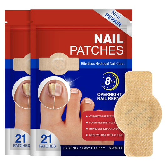 Nail Patches, 42 Pcs Toenail Treatment Extra Strength 8-Hour Overnight Nail Fast Acting Repair for Damaged & Discolored Nails Overnight Renewal Effortless Hydrogel Nail Care for Men and Women
