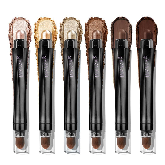 Classic 6PCS Neutral Eyeshadow Stick Makeup Set, Matte Cream Eye Shadow Eyeliner Brightener Pencil Crayon - Golden Amber