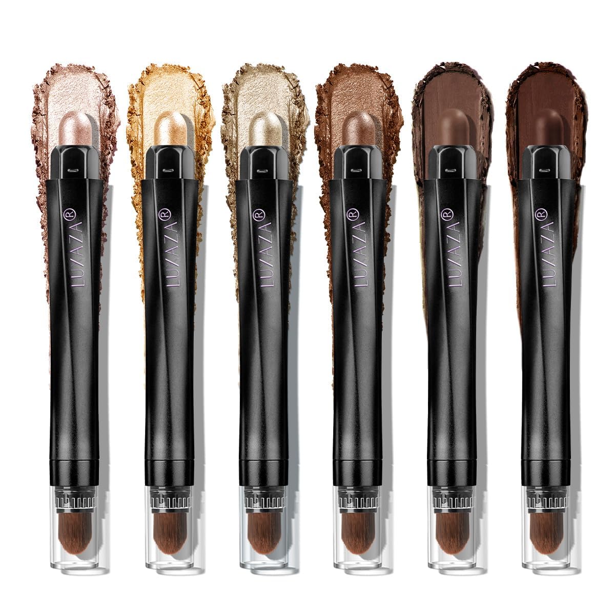 Classic 6PCS Neutral Eyeshadow Stick Makeup Set, Matte Cream Eye Shadow Eyeliner Brightener Pencil Crayon - Golden Amber